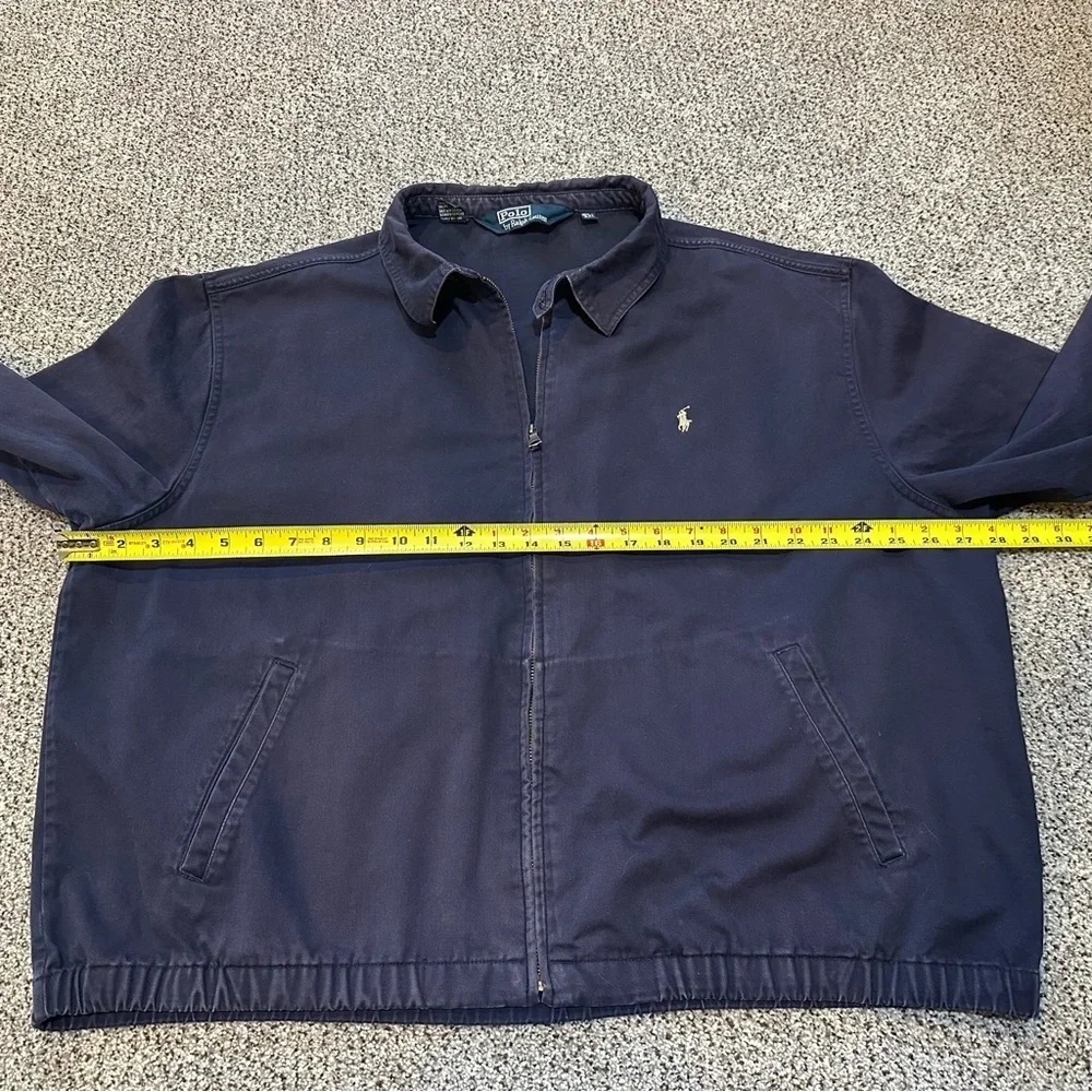 POLO RALPH LAUREN XXL Navy Bi-Swing Light Field Zip Jacket Plaid Collar R $180